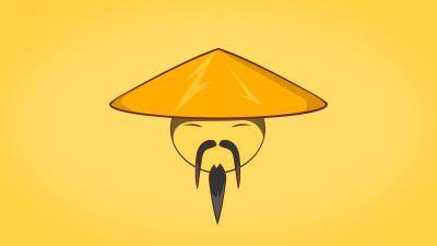 Illustration of an asian face on a yellow background